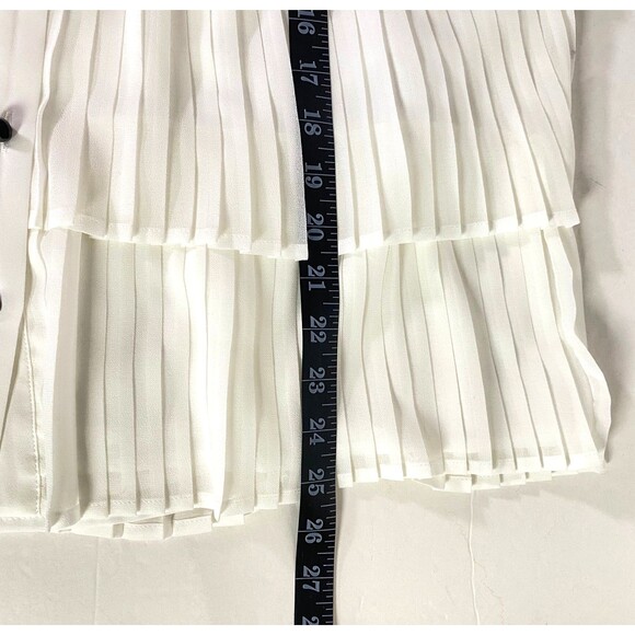 WHBM Tiered Pleats Tank Top Womens Size 14 Off White Black Necktie Lined NWOT - Picture 15 of 15